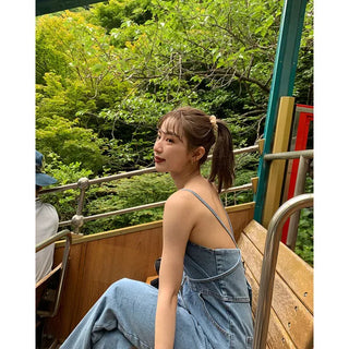 Denim bustier jumpsuit