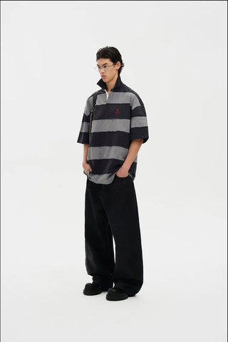 [MASONPRINCE] Heavy Cotton Striped Rugby Polo