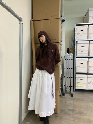 [NEVERSEEZ] Asymmetric Pocket A-Line Pleated Skirt