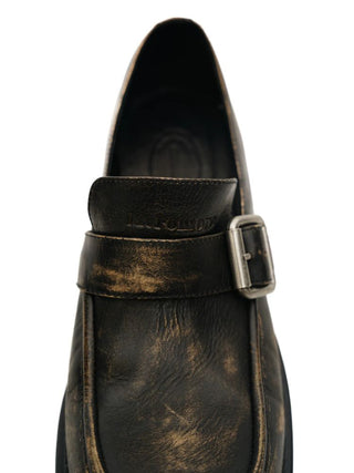 [Moromoro2] Distressed Leather Loafers