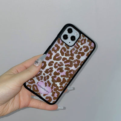 [MADE] Leopard strawberry choco Glass Bumper iPhone Case