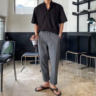 Good Fit Summer Oversized Short Sleeve Cotton Shirt (cotton fabric)