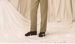 [CULTUM] Wool Blend Herringbone Double Pleat Trousers