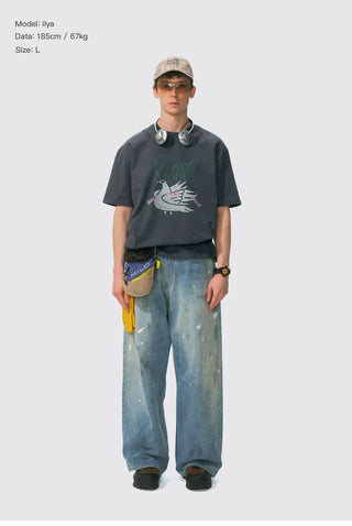[Monterest] Washed Peace Dove Print T-Shirt