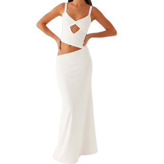V neck hollow out cami cut out maxi dress