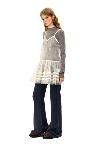 [Moromoro2] Layered Mesh Lace Camisole  Dress