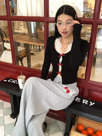 Knitted Red Bow Sweater