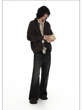 MASONPRINCE Herringbone Round-Neck Wool Cardigan