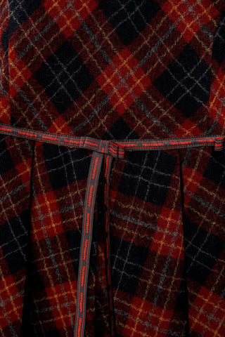 [Moromoro2] Wool Plaid Pleated Bow Vest  Dress