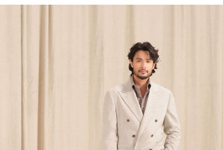[CULTUM] Herringbone Brushed Double-Breasted Suit