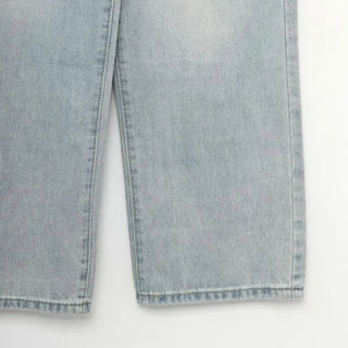 Washed light denim pants