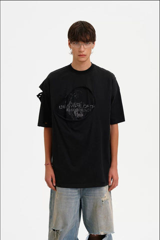 [MASONPRINCE] Coated Distressed Paw Print Top