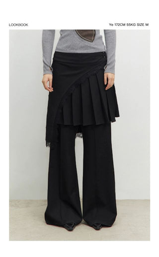 CONP Lace Pleated Skirt & Pants (Black)