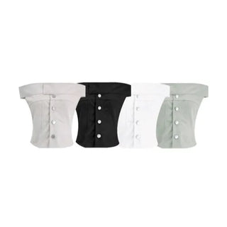 Off-shoulder button tube top