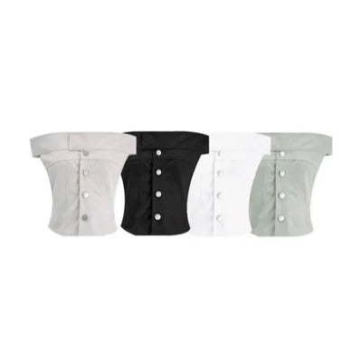 Off-shoulder button tube top