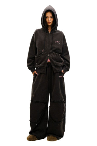 [Moromoro2] Star Studded Distressed Hoodie &  Pants