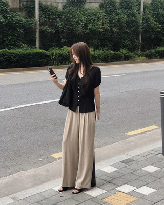 Strappy short-sleeved blouse
