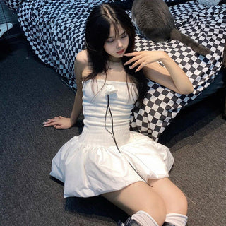 Slim Tube Top Flower Bud Dress