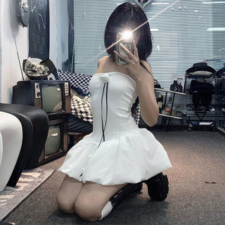 Slim Tube Top Flower Bud Dress