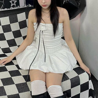 Slim Tube Top Flower Bud Dress