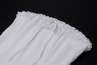 RUFFLE TRIM BOW ACCENT TUBE TOP + MIDI SKIRT