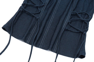 LACE-UP RIBBON TUBE TOP DRESS