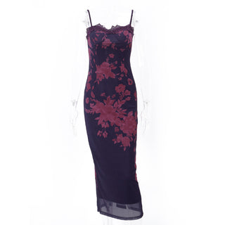 Backless Printed Slit Dress