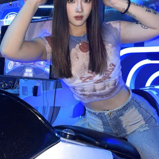 ROUND NECK PRINTED CROP TOP