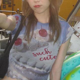 ROUND NECK PRINTED CROP TOP