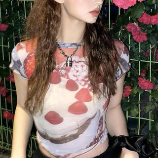 ROUND NECK PRINTED CROP TOP