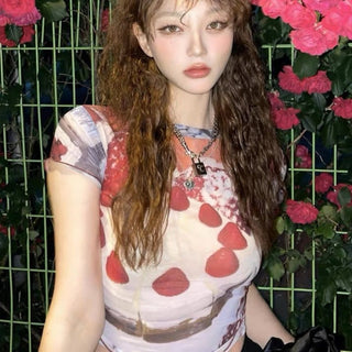 ROUND NECK PRINTED CROP TOP