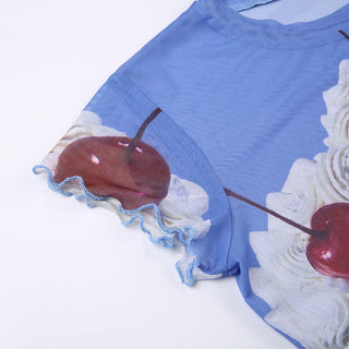 ROUND NECK PRINTED CROP TOP