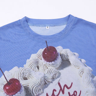 ROUND NECK PRINTED CROP TOP