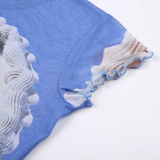 ROUND NECK PRINTED CROP TOP