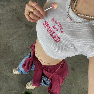 EMBROIDERED CROPPED SLIM-FIT TOP