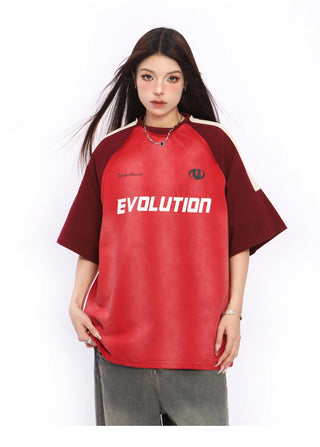 Contrast striped raglan sleeve sports T-shirt