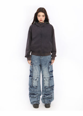 Retro plaid patchwork hoodie