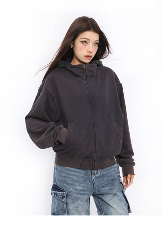 Retro plaid patchwork hoodie