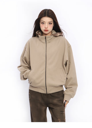 Retro plaid patchwork hoodie