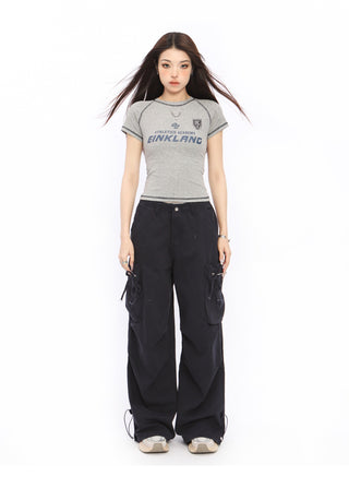 Graphic slim sports top