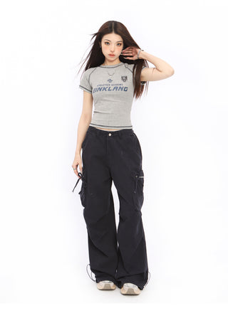 Graphic slim sports top