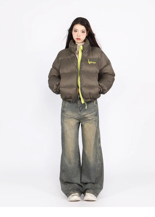 Contrast color puffer jacket