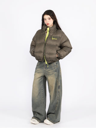 Contrast color puffer jacket