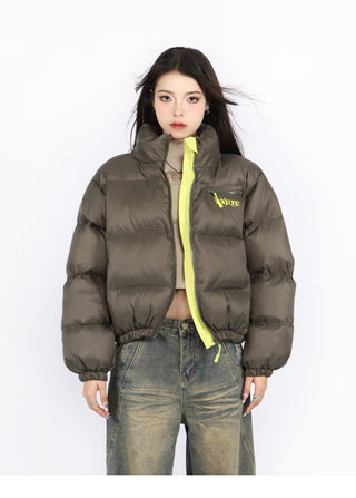 Contrast color puffer jacket