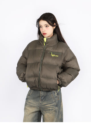 Contrast color puffer jacket