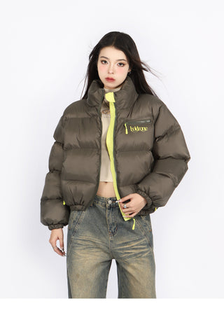 Contrast color puffer jacket