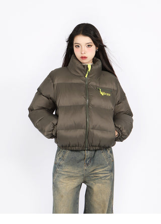 Contrast color puffer jacket
