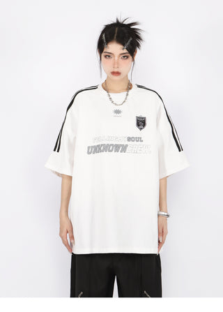 Three-bar raglan sleeve oversize top