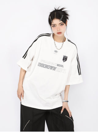 Three-bar raglan sleeve oversize top