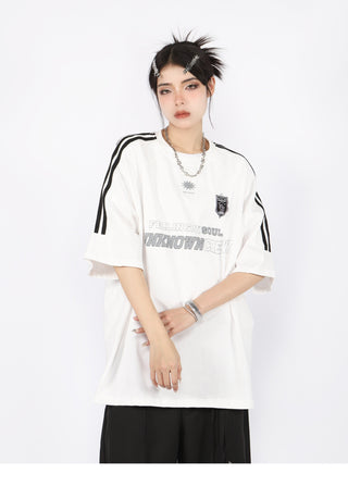 Three-bar raglan sleeve oversize top